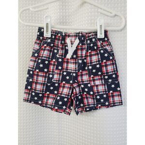 Boys Americana Shorts Size 0-3 Months Pull On Fourth of July Stars and Stripes